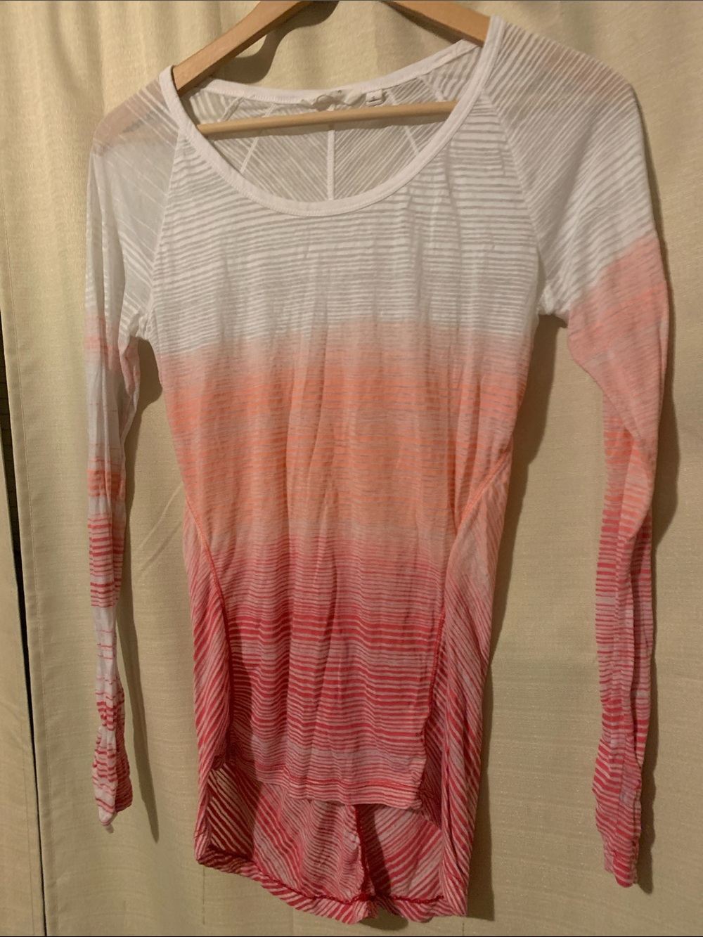 Athleta Long-Sleeve Ombre Scoop Neck Top - White to Pink